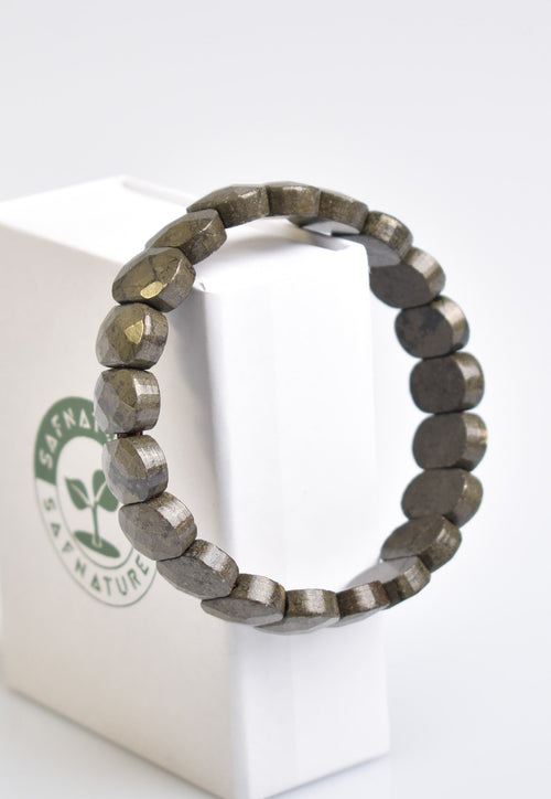 Sertifikalı Pirit Doğaltaş Bileklik – Özel Rolex Kesim