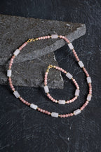 Sertifikalı Rodokrosit, Pembe Kuvars, Hematit Doğal Taş Set