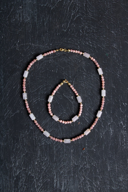 Sertifikalı Rodokrosit, Pembe Kuvars, Hematit Doğal Taş Set