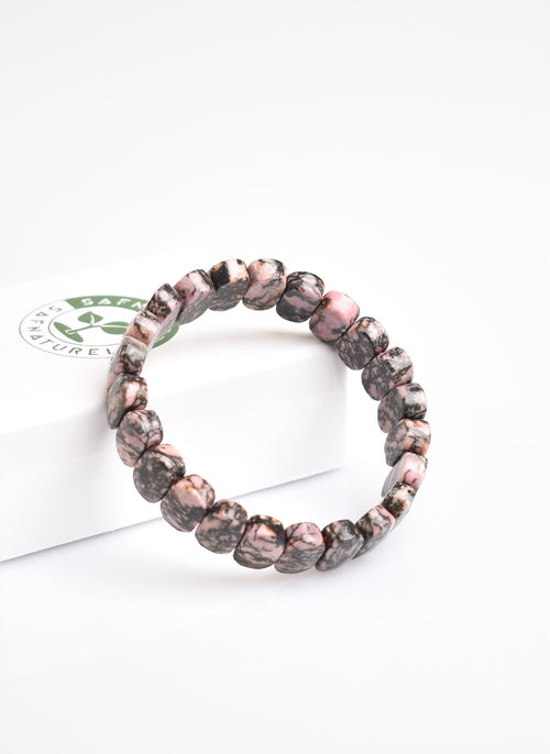 Sertifikalı Rodonit Doğal Taş Bileklik – Özel Rolex Kesim