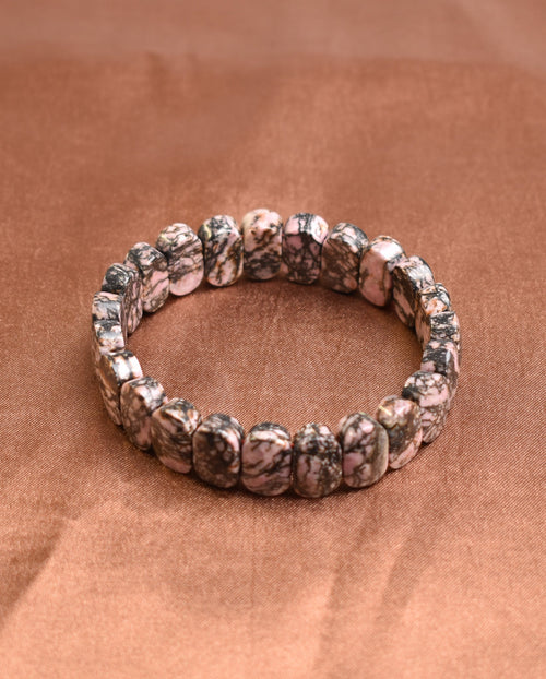 Sertifikalı Rodonit Doğal Taş Bileklik – Özel Rolex Kesim