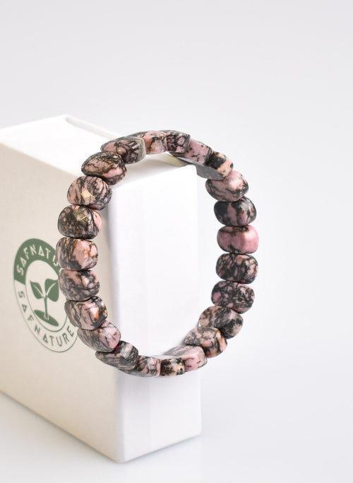 Sertifikalı Rodonit Doğal Taş Bileklik – Özel Rolex Kesim