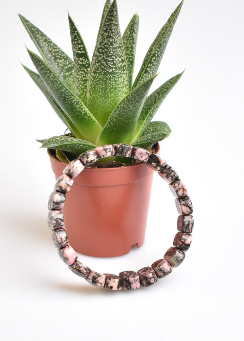 Sertifikalı Rodonit Doğal Taş Bileklik – Özel Rolex Kesim