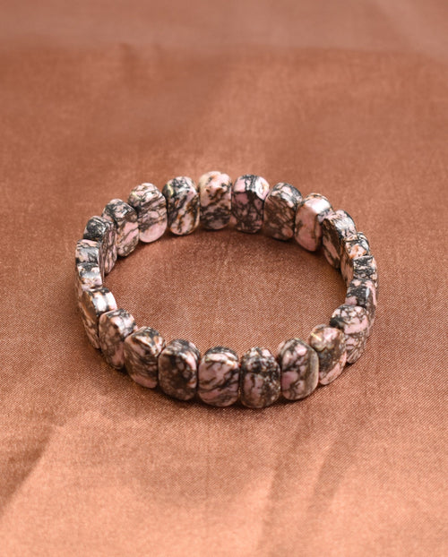 Sertifikalı Rodonit Doğal Taş Bileklik – Özel Rolex Kesim