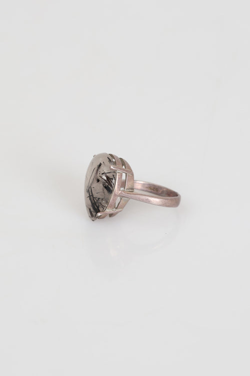 Sertifikalı Rutilli Kuvars Doğal Taş 925 Ayar Gümüş Yüzük