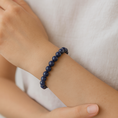 Sertifikalı Safir Doğal Taş Bileklik 8 mm