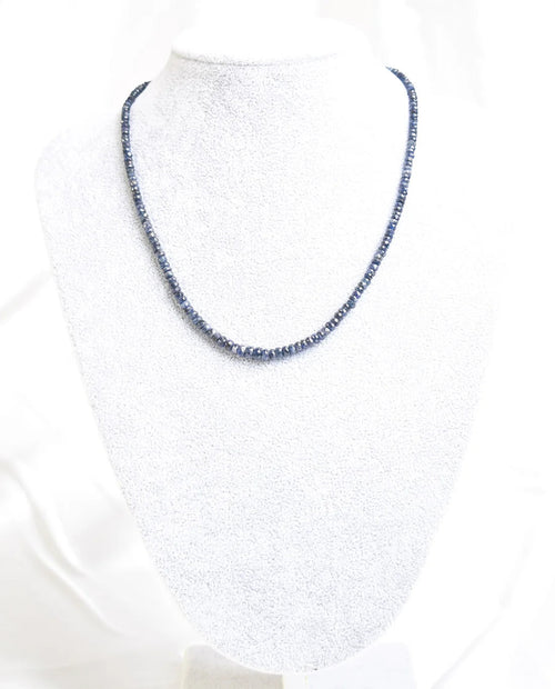 Uluslararası Sertifikalı Safir Doğal Taş Kolye – 3-4mm Özel Kesim