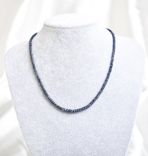 Sertifikalı Safir Doğal Taş Kolye ve Bileklik Seti 3-4 mm