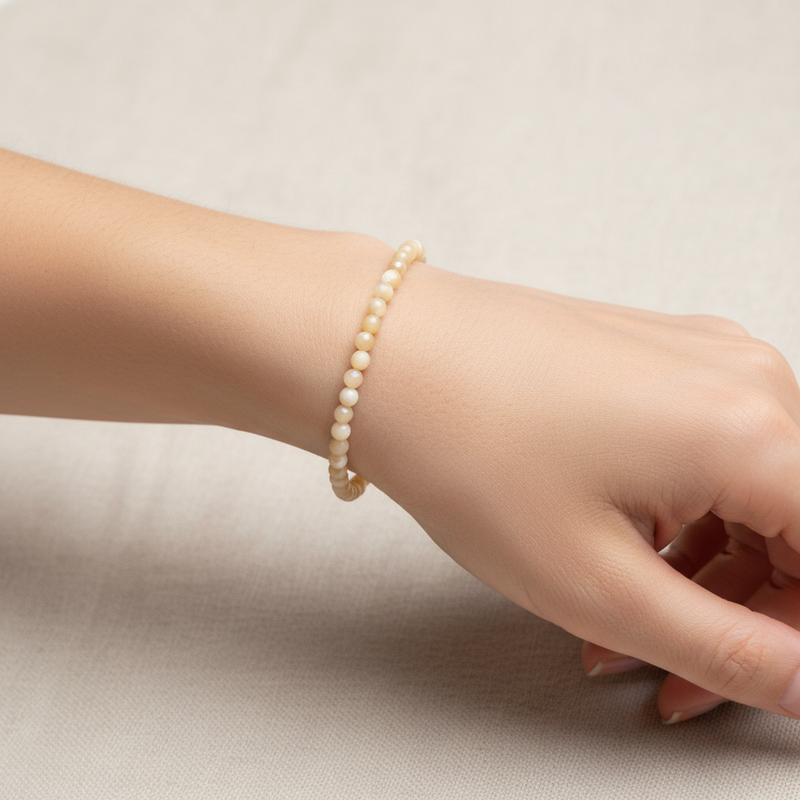 Sertifikalı Sedef Doğal Taş Bileklik 4 mm - Görsel 3 - Safnaturel