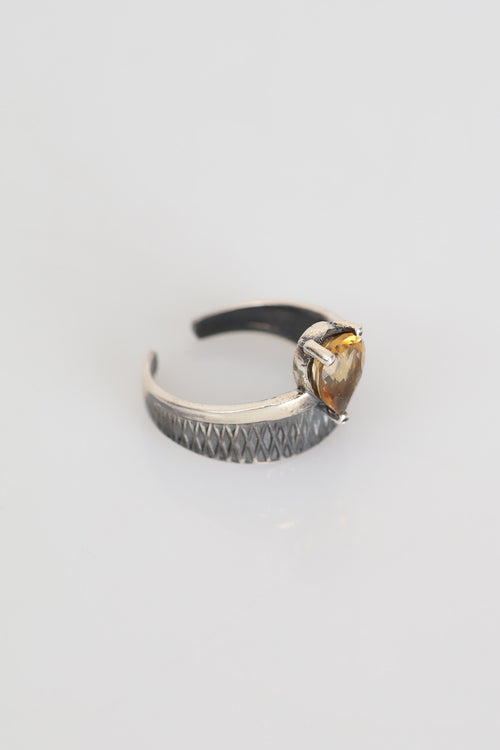 Sertifikalı Sitrin Doğal Taş 925 Ayar Gümüş Ayarlanabilir Yüzük