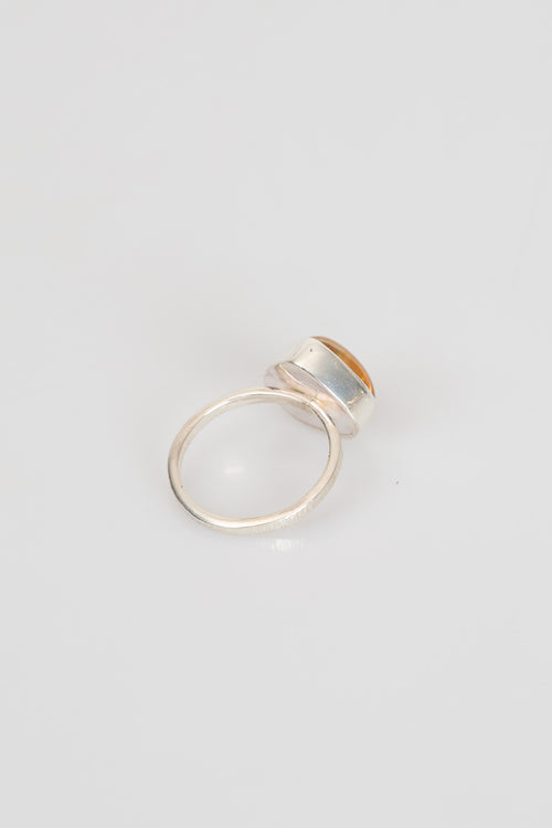 Sertifikalı Sitrin Doğal Taş 925 Ayar Gümüş Yüzük