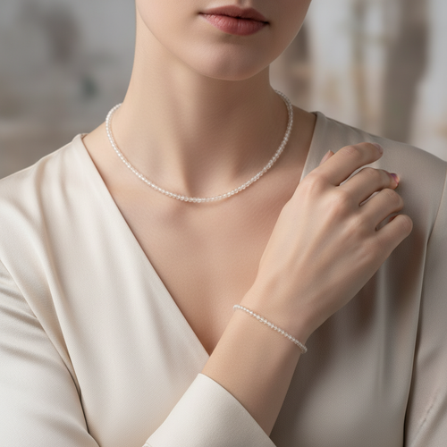 Sertifikalı Sitrin Doğal Taş Kolye ve Bileklik Takımı – 3-4 mm