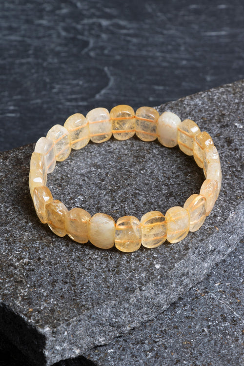 Sertifikalı Sitrin Geniş Kesim Doğal Taş Bileklik
