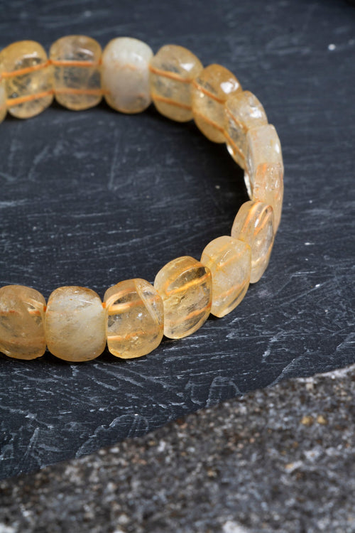 Sertifikalı Sitrin Geniş Kesim Doğal Taş Bileklik