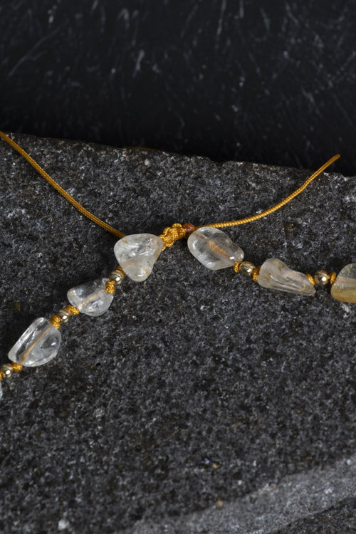 Sertifikalı Sitrin Naturel Doğal Taş Makrome Kolye