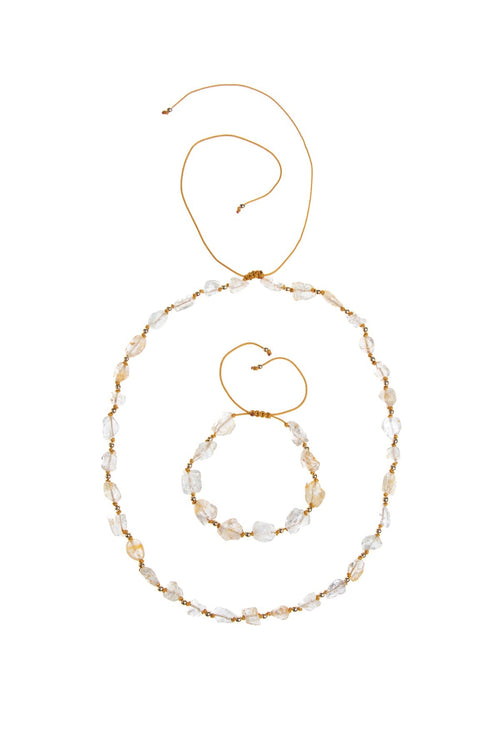 Sertifikalı Sitrin Naturel Doğal Taş Makrome Set