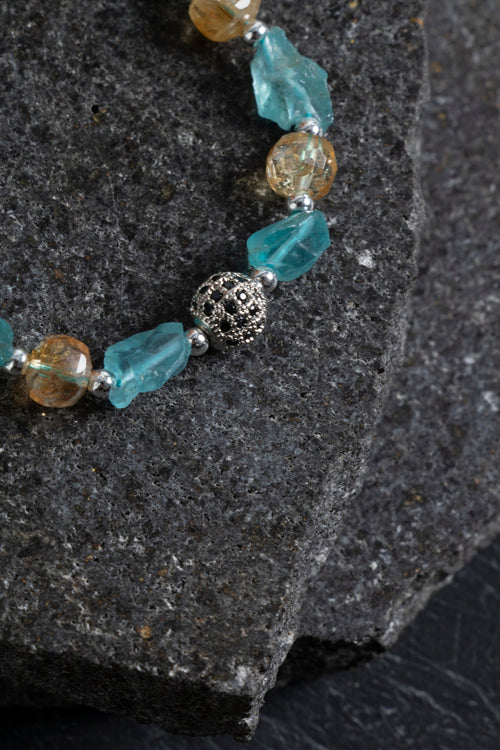 Sertifikalı Sitrin ve Apatit Doğaltaş Bileklik