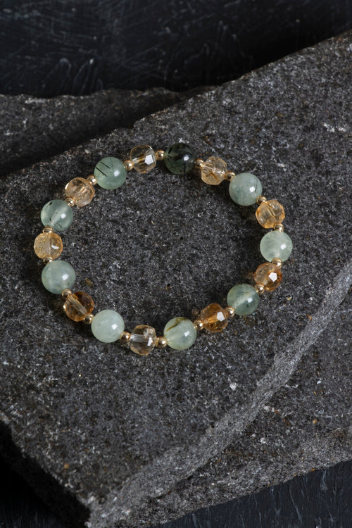 Sertifikalı Sitrin ve Prehnit Doğaltaş Bileklik