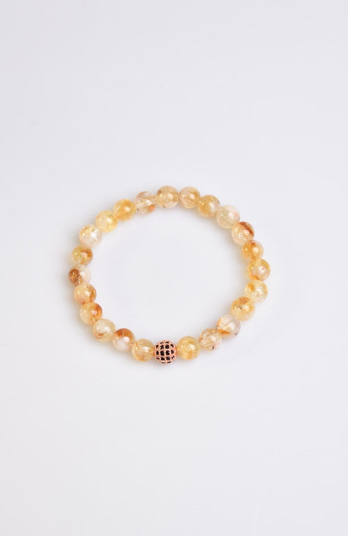 Certified Citrine Zircon Apparatus Natural Stone 8 mm Bracelet