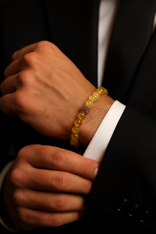 Sertifikalı Sitrin Zirkon Aparatlı Doğal Taş 8 mm Bileklik