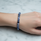 Sertifikalı Sodalit Doğal Taş Bileklik 8 mm