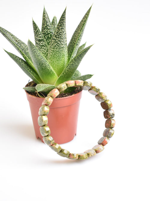 Sertifikalı Unakit Doğal Taş Bileklik – Özel Rolex Kesim