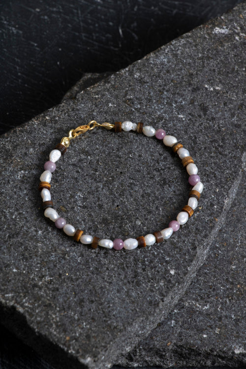 Sertifikalı Yakut, İnci, Kaplan Gözü Gümüş Kapama Doğal Taş Bileklik