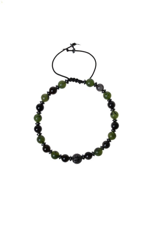 Sertifikalı Yeşim, Obsidyen, Hematit Zirkon Aparat Doğal Taş Makrome Bileklik