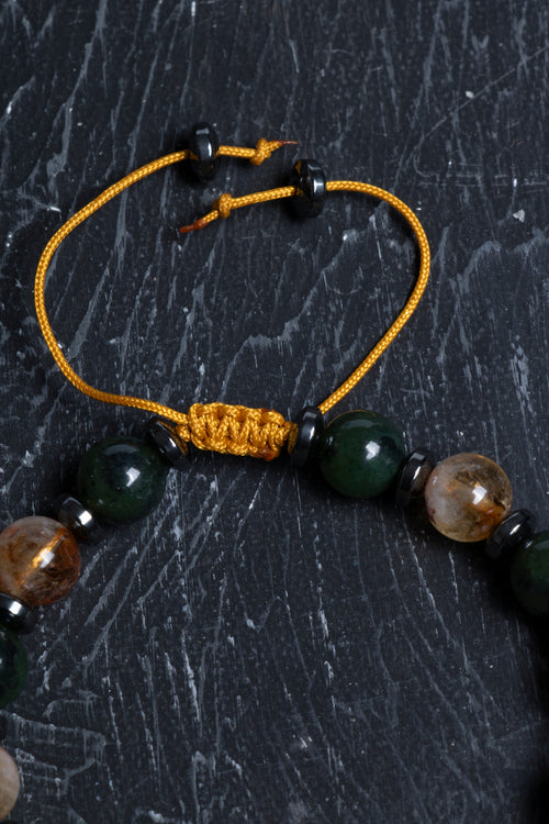 Sertifikalı Yeşim, Sitrin Hematit Doğal Taş Bileklik