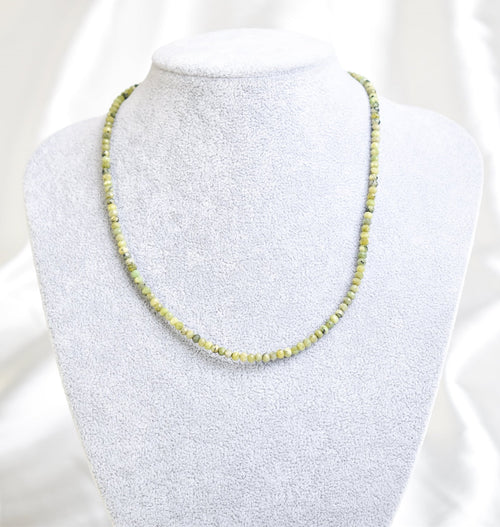 Sertifikalı Yeşim Serpantin Doğal Taş Kolye ve Bileklik Takımı 4 mm