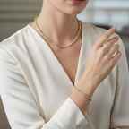 Sertifikalı Yeşim Serpantin Doğal Taş Kolye ve Bileklik Takımı 4 mm