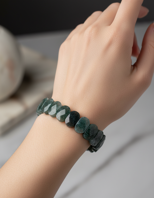 Sertifikalı Yosun Akik Doğal Taş Bilekli Rolex