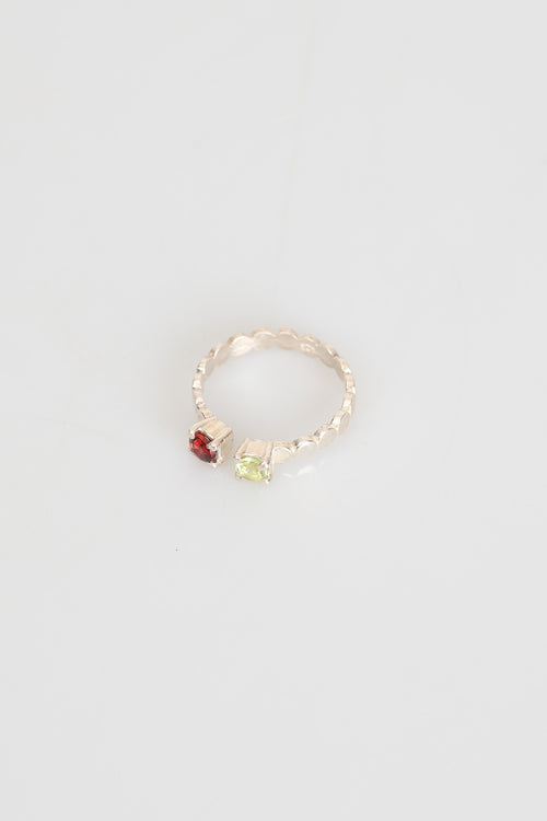 Sertifikalı Zebercet - Lal Garnet Doğal Taş 925 Ayar Gümüş Yüzük