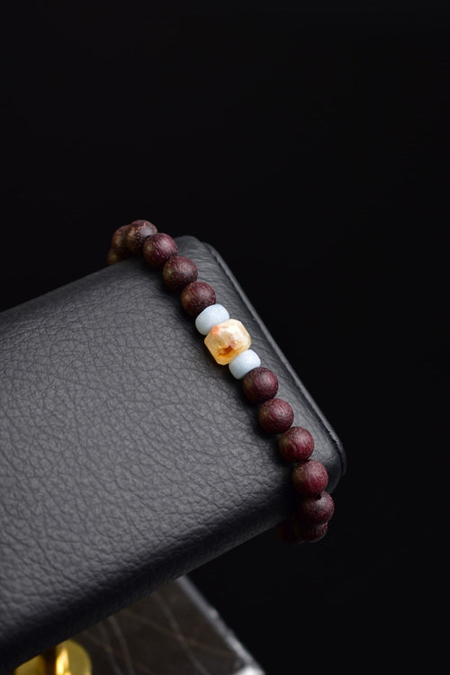 Sitrin- Anjelit - Gül Ağacı Doğal Taş Erkek Bileklik