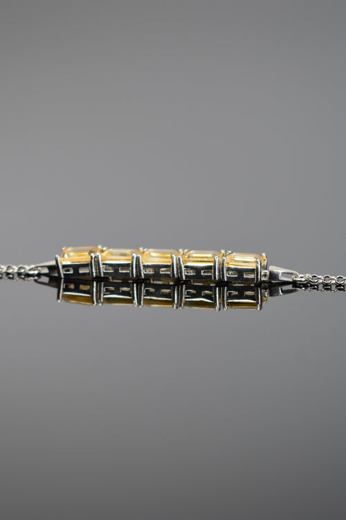 Sitrin Doğal Taş 925 Ayar Gümüş Bileklik