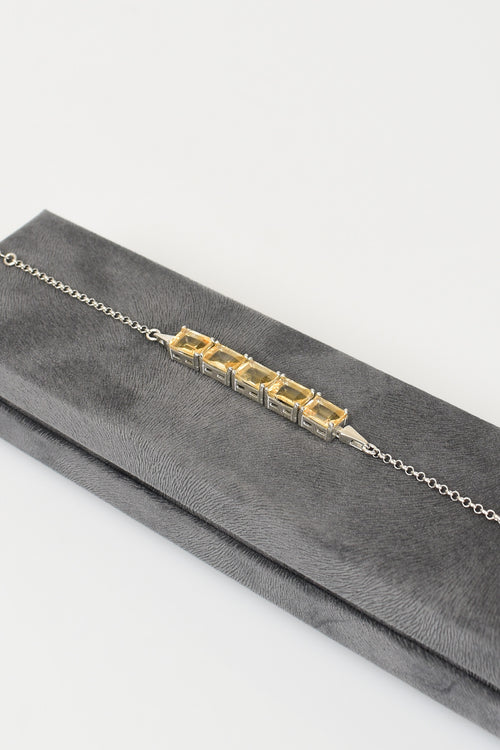 Sitrin Doğal Taş 925 Ayar Gümüş Bileklik