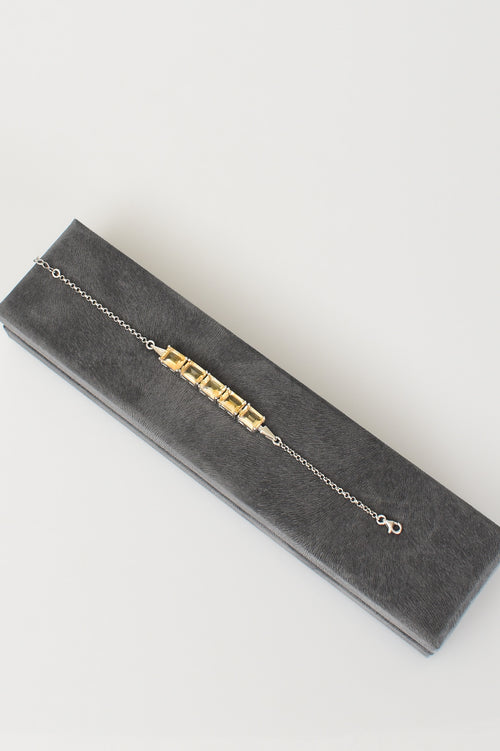 Sitrin Doğal Taş 925 Ayar Gümüş Bileklik