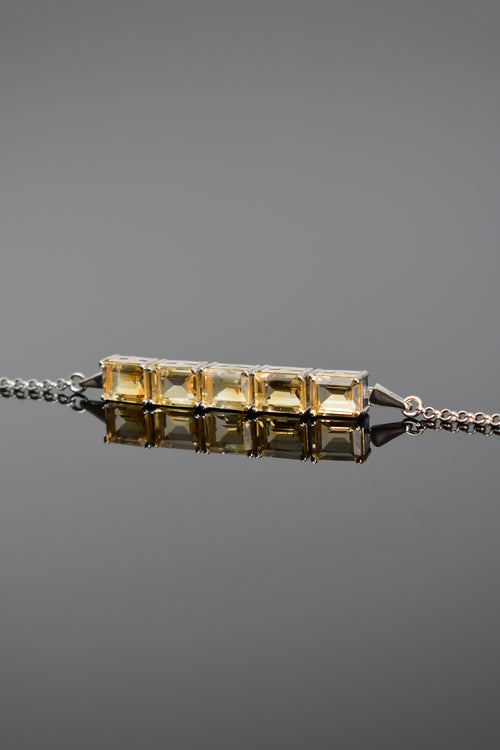 Sitrin Doğal Taş 925 Ayar Gümüş Bileklik