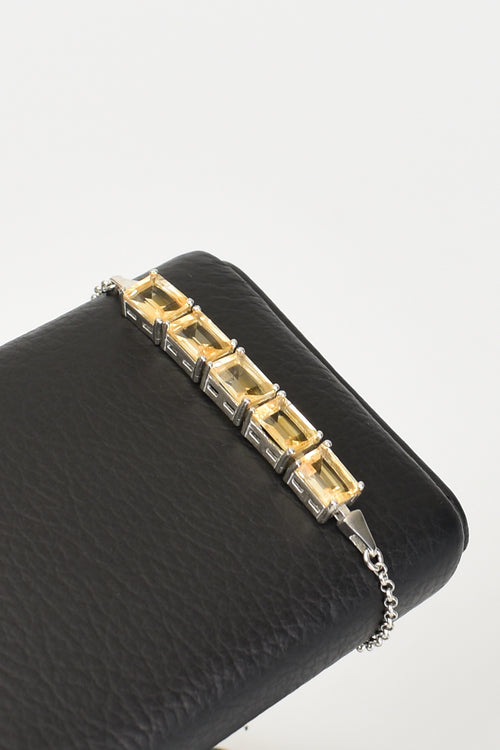 Sitrin Doğal Taş 925 Ayar Gümüş Bileklik