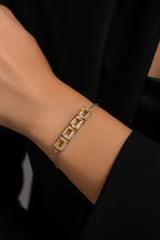 Sitrin Doğal Taş 925 Ayar Gümüş Bileklik