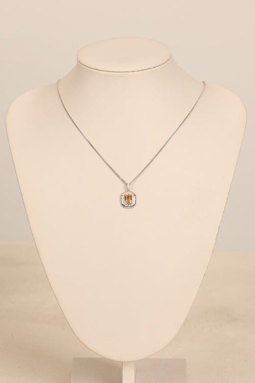 Sitrin Doğal Taş 925 Ayar Gümüş Kolye