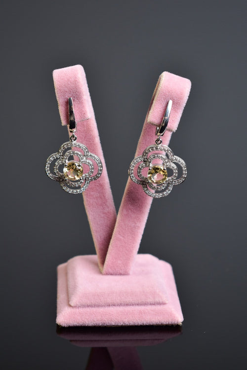 Sitrin Doğal Taş 925 Ayar Gümüş Küpe