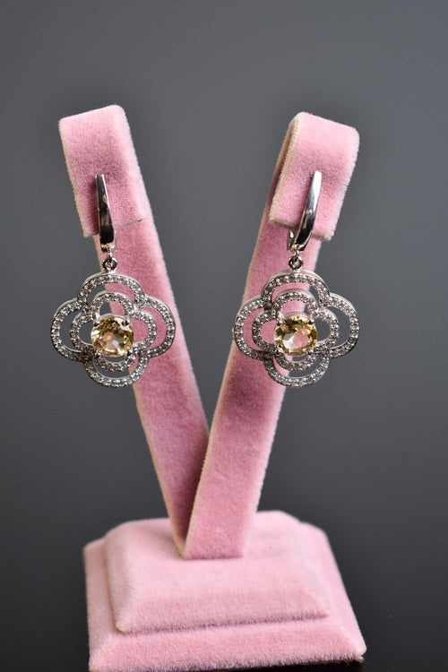 Sitrin Doğal Taş 925 Ayar Gümüş Küpe