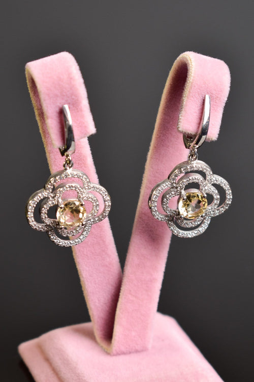 Sitrin Doğal Taş 925 Ayar Gümüş Küpe