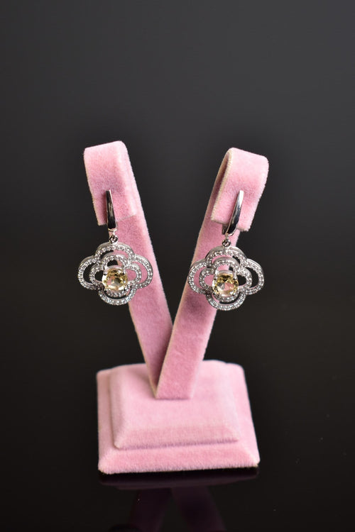 Sitrin Doğal Taş 925 Ayar Gümüş Küpe