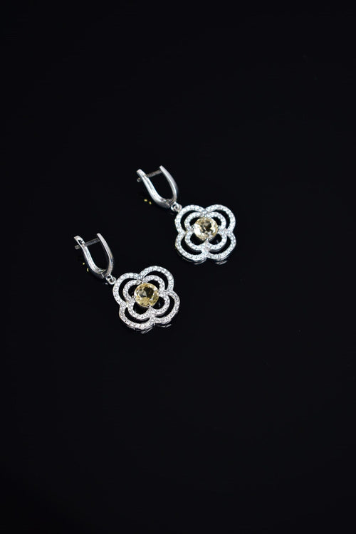 Sitrin Doğal Taş 925 Ayar Gümüş Küpe