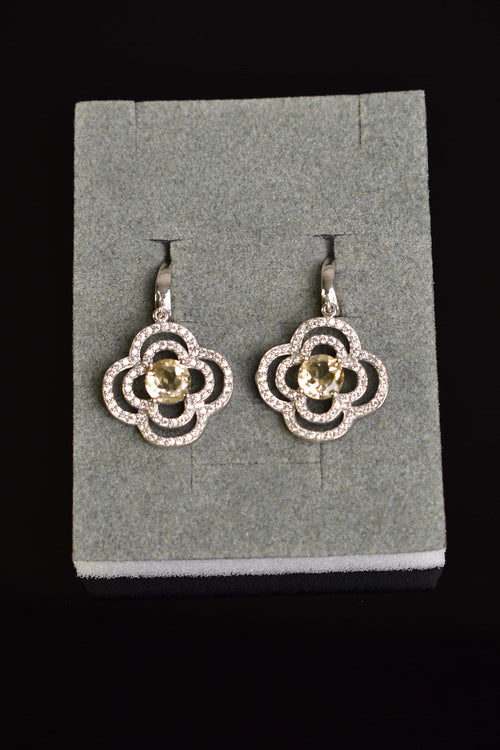 Sitrin Doğal Taş 925 Ayar Gümüş Küpe