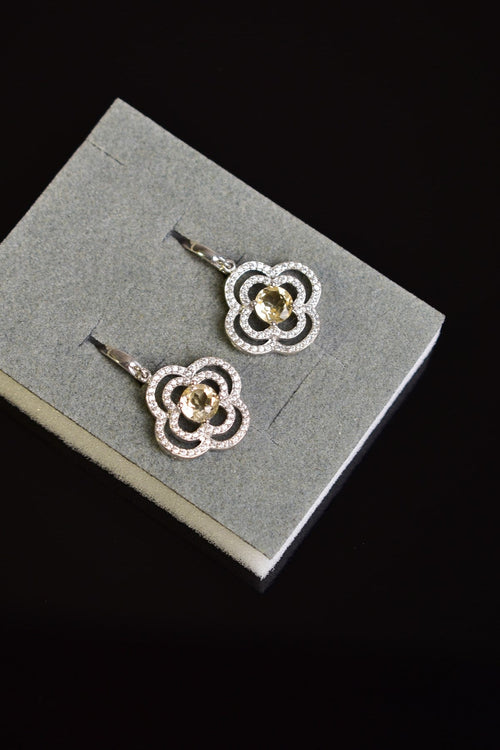 Sitrin Doğal Taş 925 Ayar Gümüş Küpe