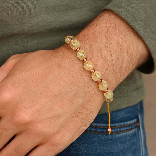 Citrine Natural Stone Macrame Knit Bracelet