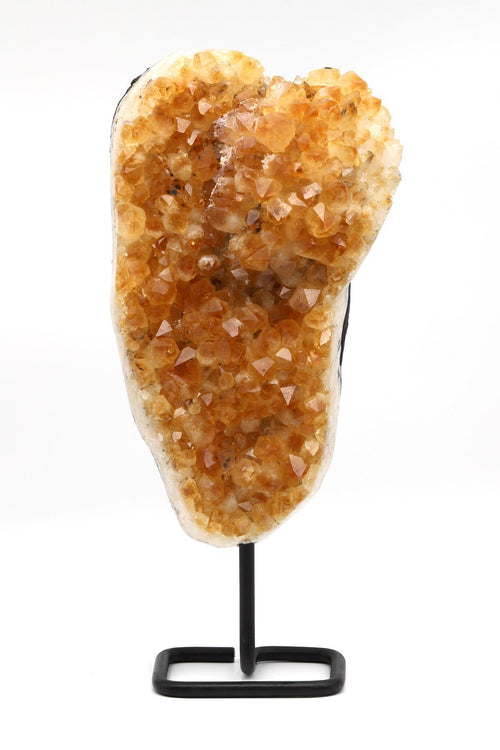 Citrine Natural Stone Raw Piece with Stand | Bright Yellow Crystal Collection and Decorative Natural Stone
